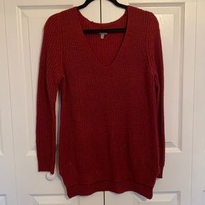 Red V neck sweater, S, new condition